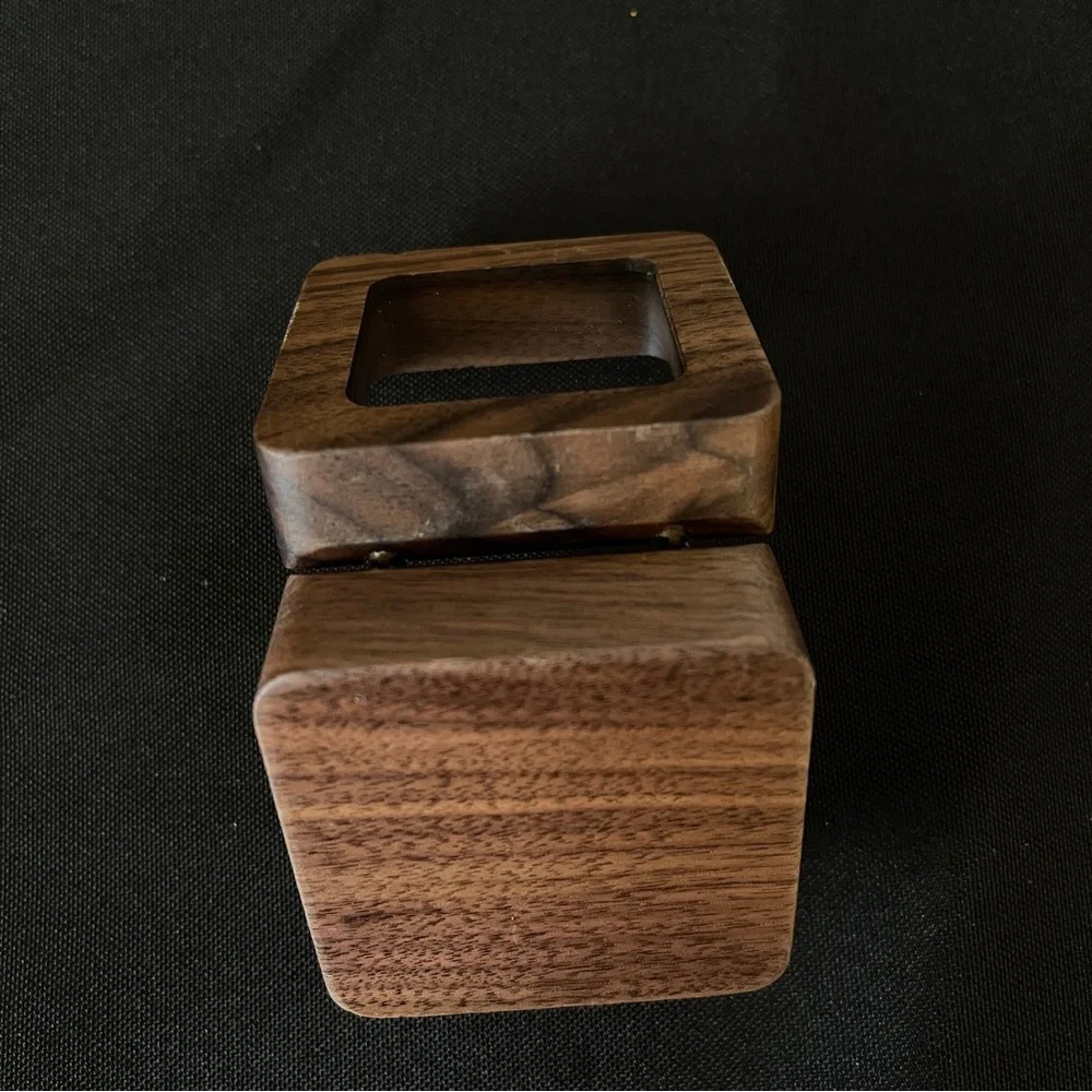 Wood Ring Box With See-Through Top Window